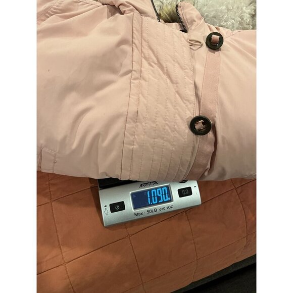 Sam Edelman Pink Outdoor Faux Fur Hooded Puffer Jacket Women's Size L - Picture 10 of 10